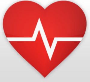 Red heart with a heart rate