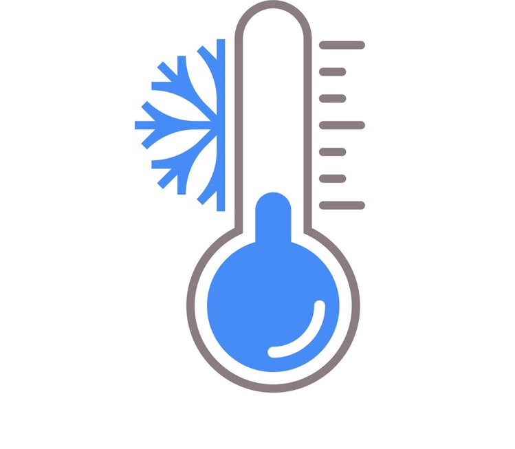 A thermometer displaying snowflakes