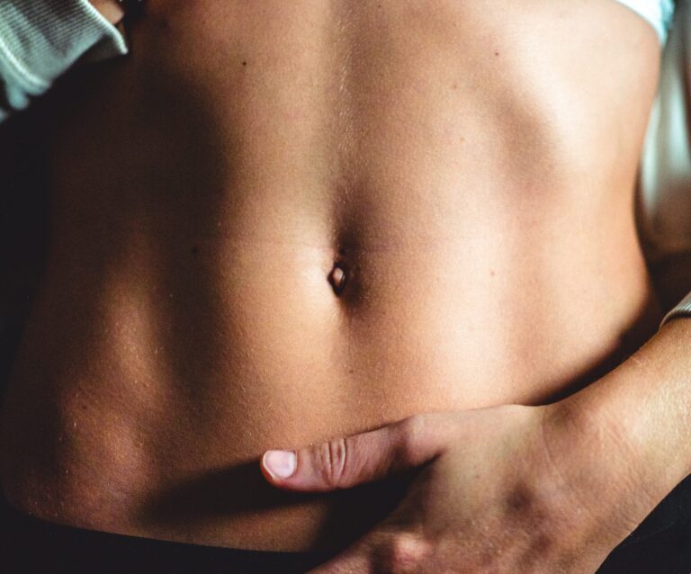 Close-up of human abdomen