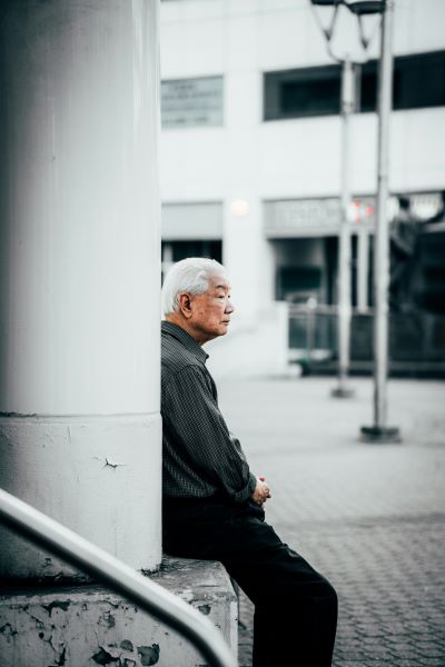 Old Man Sitting And Thinking