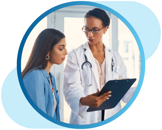 Woman working with doctor