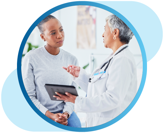 Woman talking to docotr